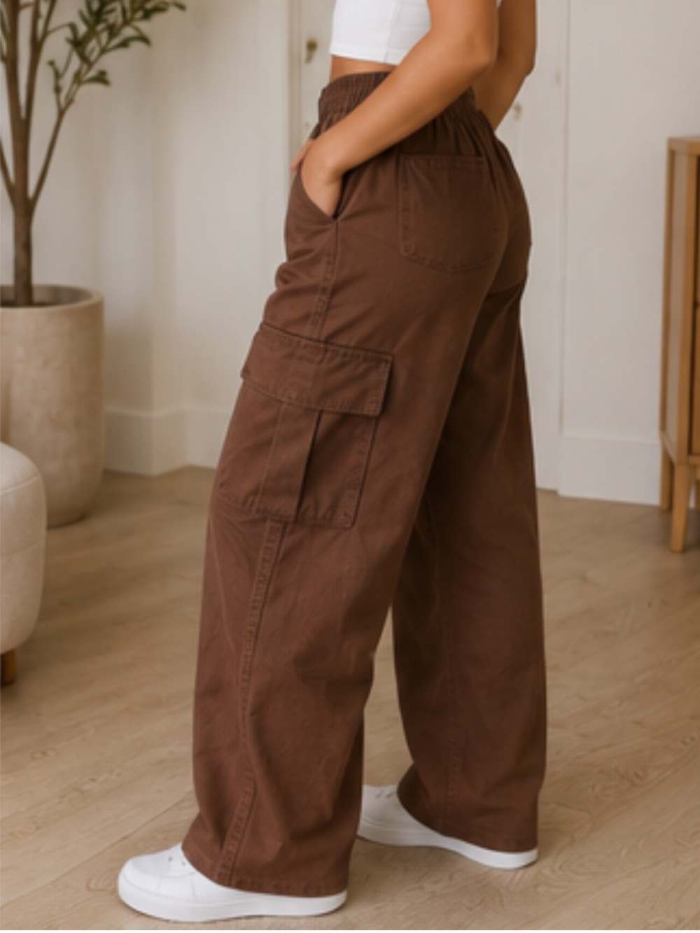 Forever 21 Brown Wide-Leg Cargo Pants